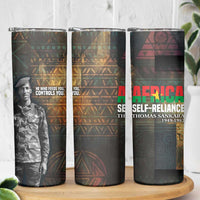 Thomas Sankara Skinny Tumbler Burkina Faso Africa Self-Reliance Message and Military Portrait - Wonder Print Shop