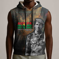 Thomas Sankara Sleeveless Hoodie Burkina Faso Africa Self-Reliance Message and Military Portrait - Wonder Print Shop