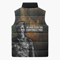 Thomas Sankara Sleeveless Puffer Jacket Burkina Faso Africa Self-Reliance Message and Military Portrait - Wonder Print Shop
