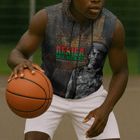 Thomas Sankara Sleeveless Zip Hoodie Burkina Faso Africa Self-Reliance Message and Military Portrait - Wonder Print Shop