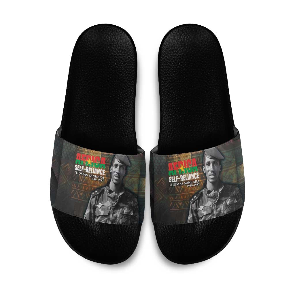 Thomas Sankara Slide Sandals Burkina Faso Africa Self-Reliance Message and Military Portrait - Wonder Print Shop