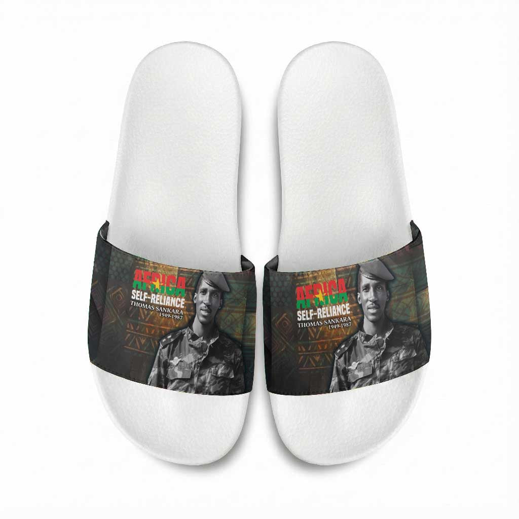 Thomas Sankara Slide Sandals Burkina Faso Africa Self-Reliance Message and Military Portrait - Wonder Print Shop