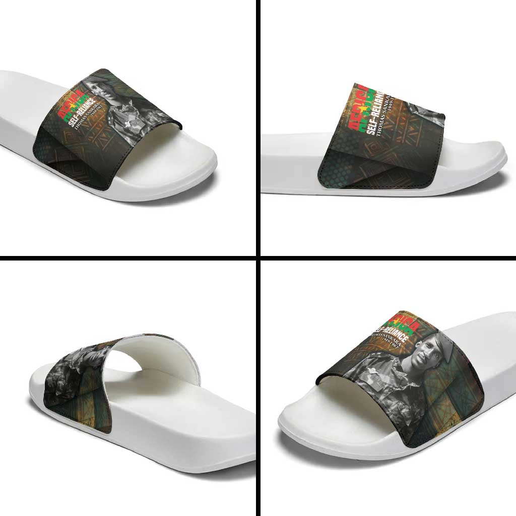 Thomas Sankara Slide Sandals Burkina Faso Africa Self-Reliance Message and Military Portrait - Wonder Print Shop