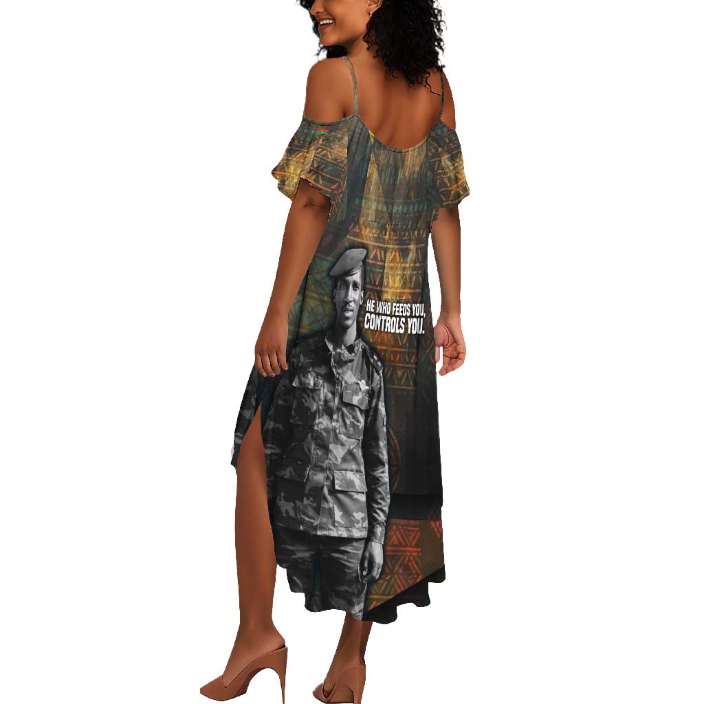 Thomas Sankara Summer Maxi Dress Burkina Faso Africa Self-Reliance Message and Military Portrait - Wonder Print Shop