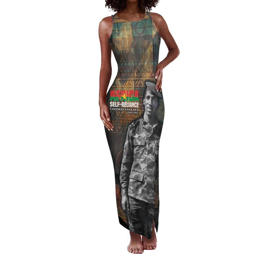 Thomas Sankara Tank Maxi Dress Burkina Faso Africa Self-Reliance Message and Military Portrait - Wonder Print Shop