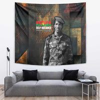 Thomas Sankara Tapestry Burkina Faso Africa Self-Reliance Message and Military Portrait - Wonder Print Shop