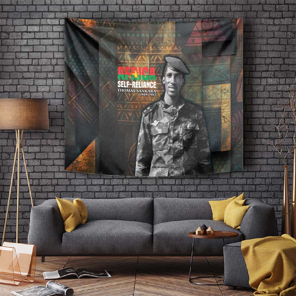 Thomas Sankara Tapestry Burkina Faso Africa Self-Reliance Message and Military Portrait - Wonder Print Shop