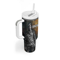 Thomas Sankara Tumbler With Handle Burkina Faso Africa Self-Reliance Message and Military Portrait - Wonder Print Shop