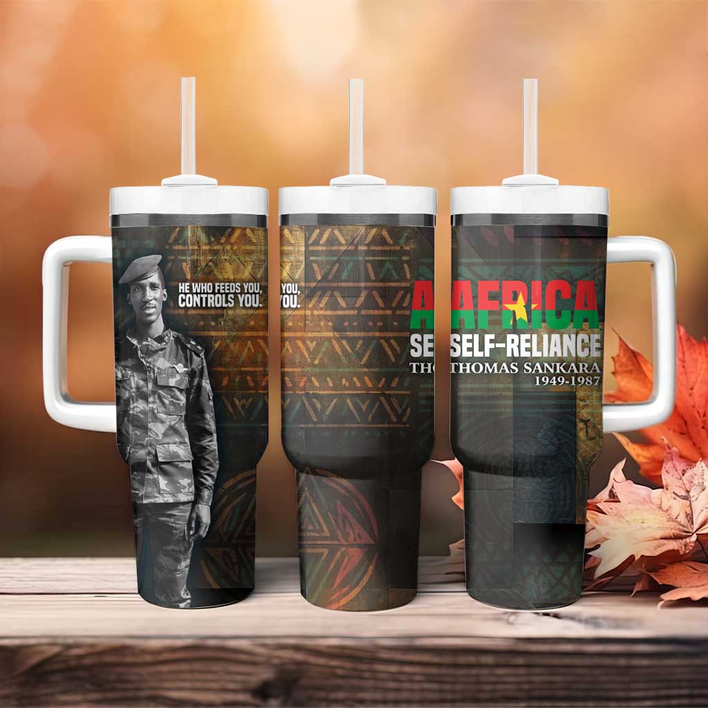 Thomas Sankara Tumbler With Handle Burkina Faso Africa Self-Reliance Message and Military Portrait - Wonder Print Shop