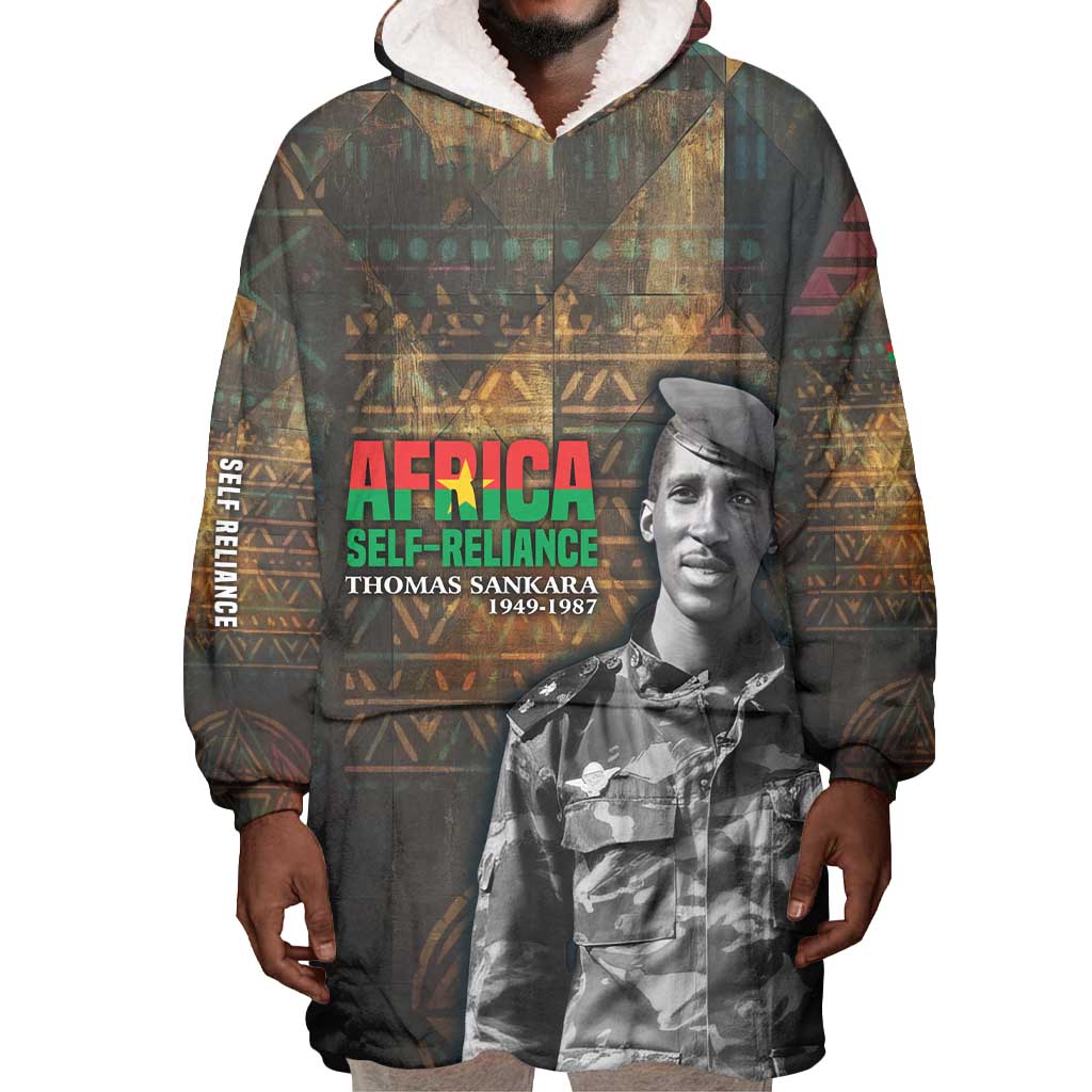 Thomas Sankara Wearable Blanket Hoodie Burkina Faso Africa Self-Reliance Message and Military Portrait - Wonder Print Shop