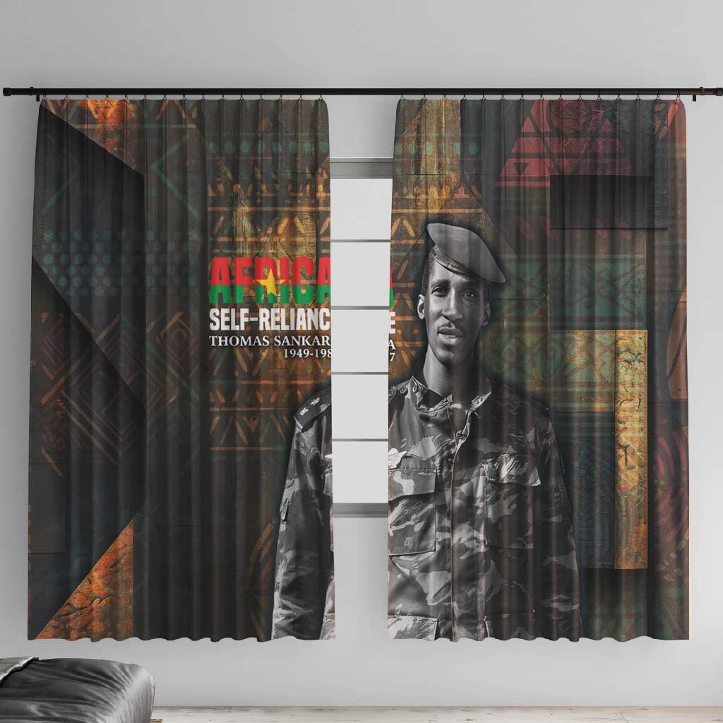Thomas Sankara Window Curtain Burkina Faso Africa Self-Reliance Message and Military Portrait - Wonder Print Shop