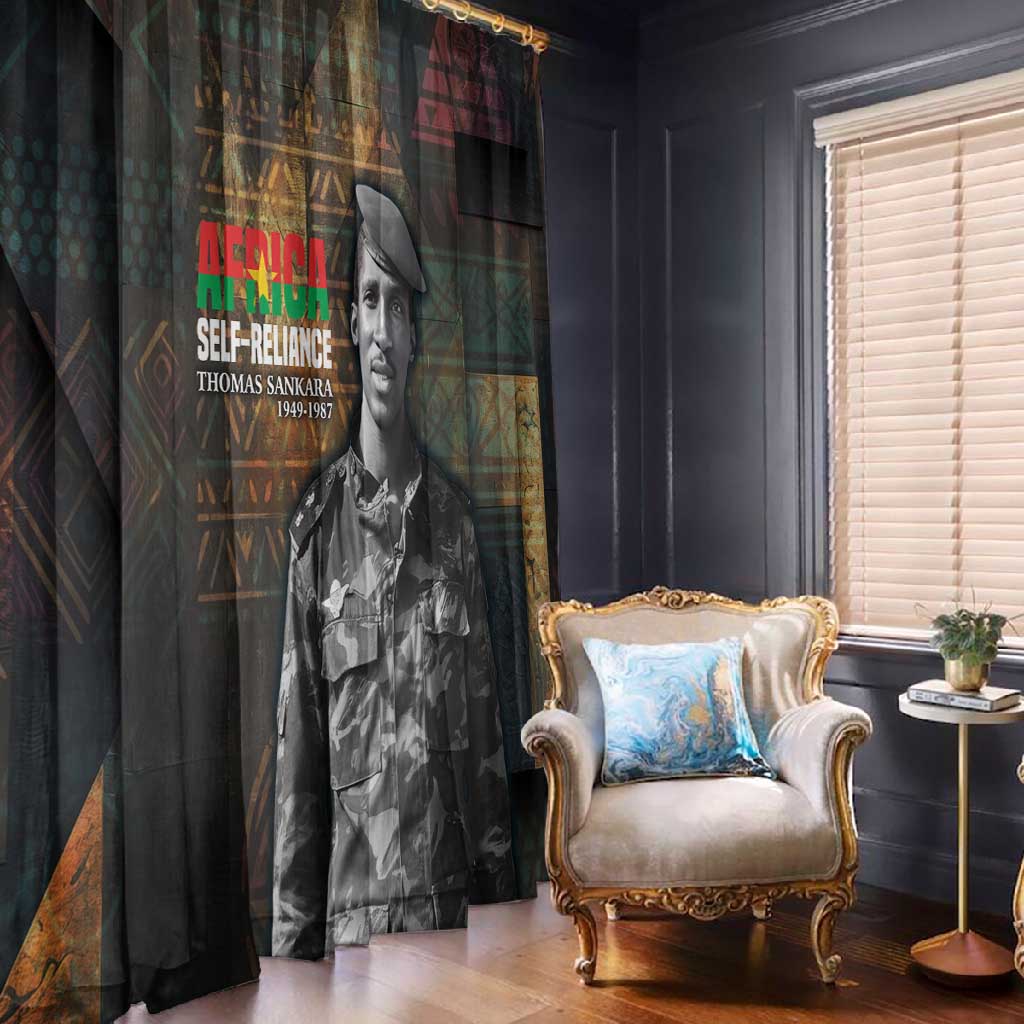 Thomas Sankara Window Curtain Burkina Faso Africa Self-Reliance Message and Military Portrait - Wonder Print Shop