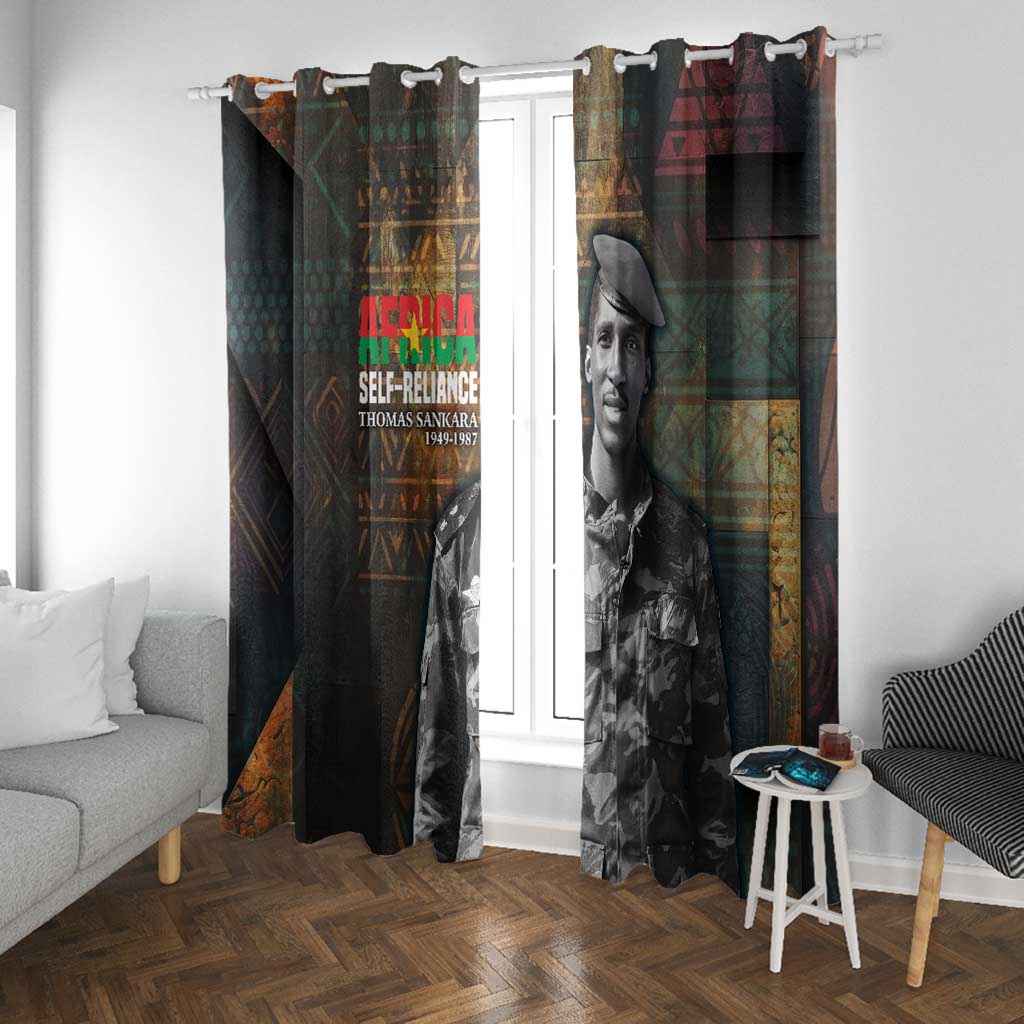 Thomas Sankara Window Curtain Burkina Faso Africa Self-Reliance Message and Military Portrait - Wonder Print Shop