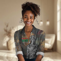 Thomas Sankara Women Casual Shirt Burkina Faso Africa Self-Reliance Message and Military Portrait - Wonder Print Shop