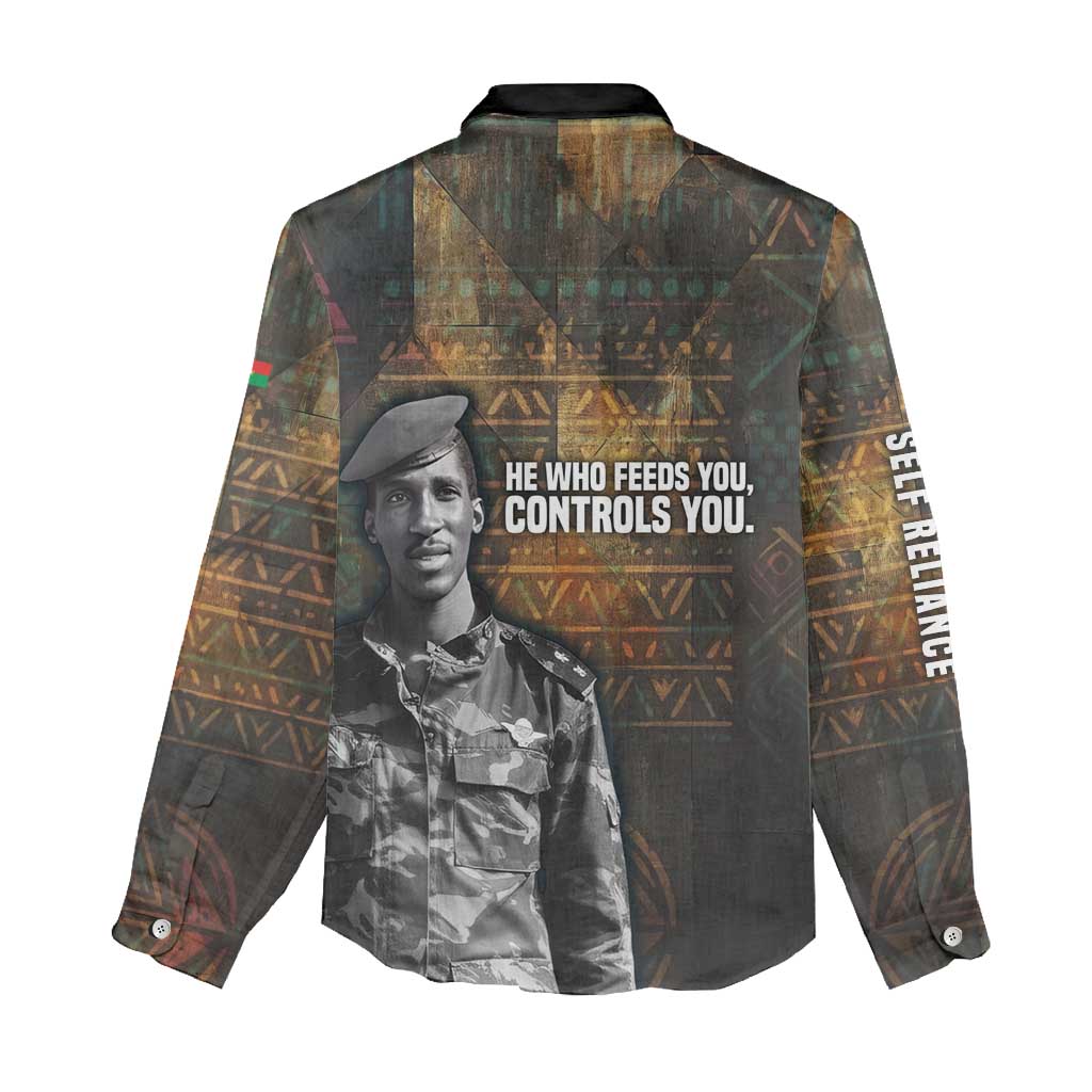 Thomas Sankara Women Casual Shirt Burkina Faso Africa Self-Reliance Message and Military Portrait - Wonder Print Shop