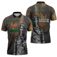 Thomas Sankara Zipper Polo Shirt Burkina Faso Africa Self-Reliance Message and Military Portrait - Wonder Print Shop