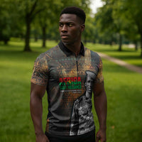 Thomas Sankara Zipper Polo Shirt Burkina Faso Africa Self-Reliance Message and Military Portrait - Wonder Print Shop