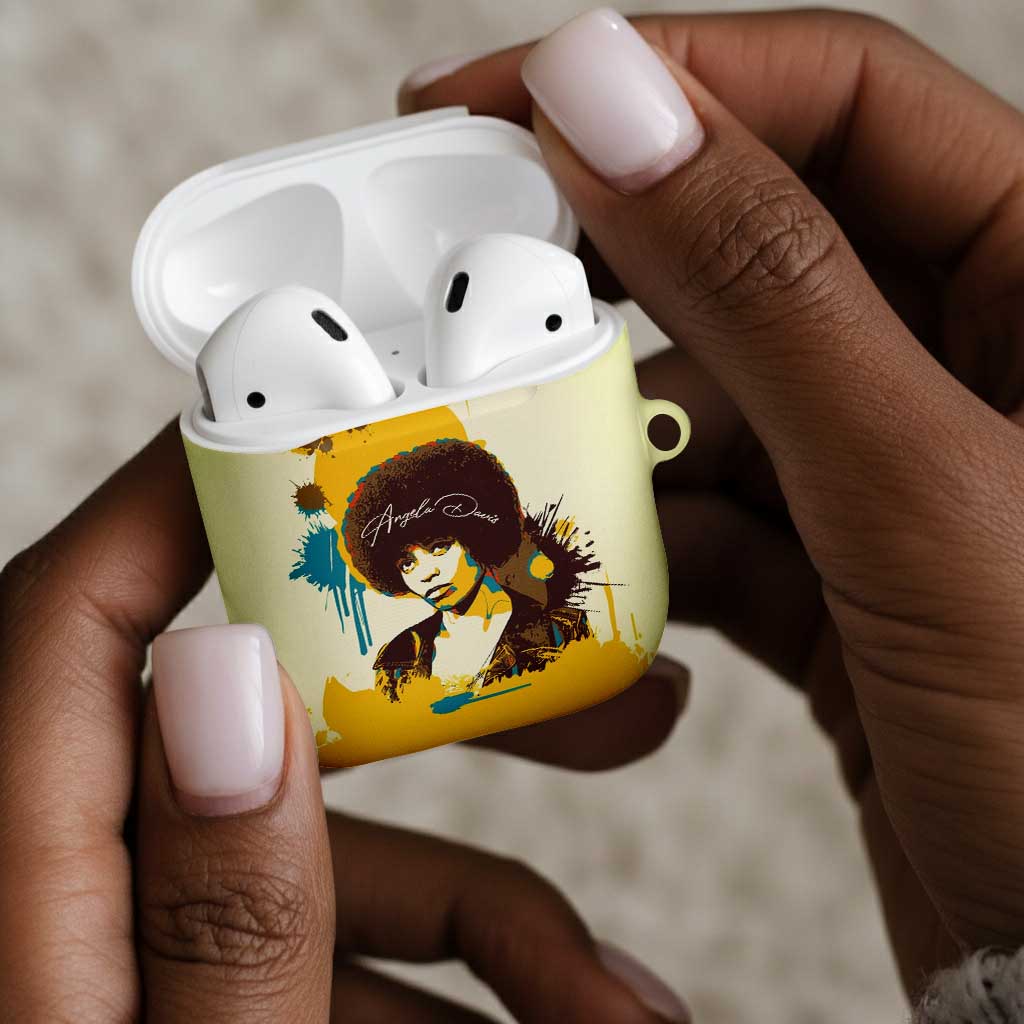 Angela Davis AirPods Case Bold Pop Art Style Freedom Is a Constant Struggle Quote Civil Rights Activist - Wonder Print Shop