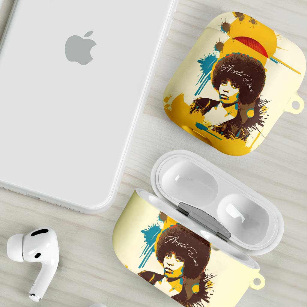 Angela Davis AirPods Case Bold Pop Art Style Freedom Is a Constant Struggle Quote Civil Rights Activist - Wonder Print Shop