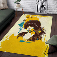 Angela Davis Area Rug Bold Pop Art Style Freedom Is a Constant Struggle Quote Civil Rights Activist - Wonder Print Shop