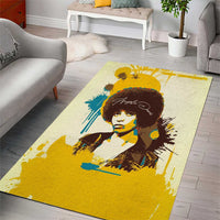 Angela Davis Area Rug Bold Pop Art Style Freedom Is a Constant Struggle Quote Civil Rights Activist - Wonder Print Shop