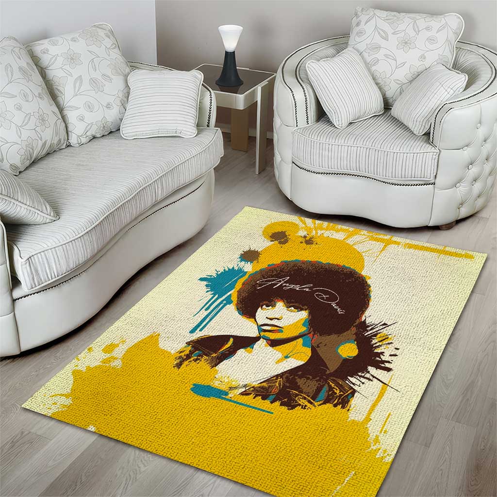 Angela Davis Area Rug Bold Pop Art Style Freedom Is a Constant Struggle Quote Civil Rights Activist - Wonder Print Shop