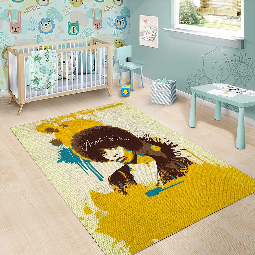 Angela Davis Area Rug Bold Pop Art Style Freedom Is a Constant Struggle Quote Civil Rights Activist - Wonder Print Shop