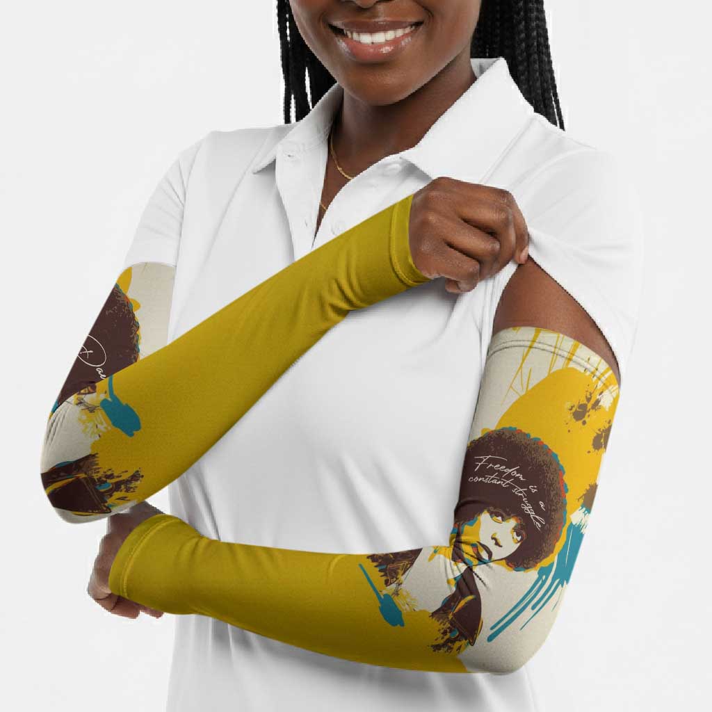 Angela Davis Arm Sleeves Bold Pop Art Style Freedom Is a Constant Struggle Quote Civil Rights Activist - Wonder Print Shop