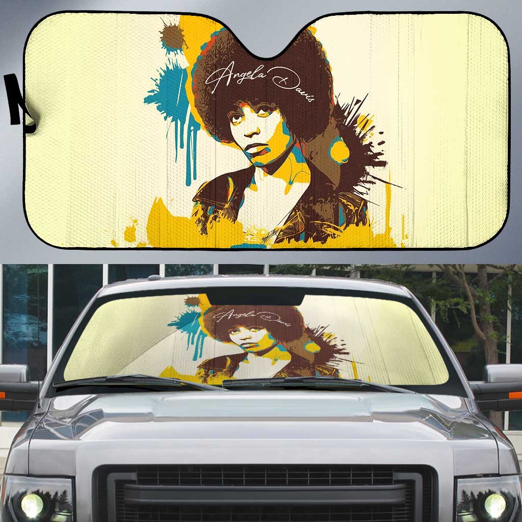 Angela Davis Auto Sun Shade Bold Pop Art Style Freedom Is a Constant Struggle Quote Civil Rights Activist - Wonder Print Shop
