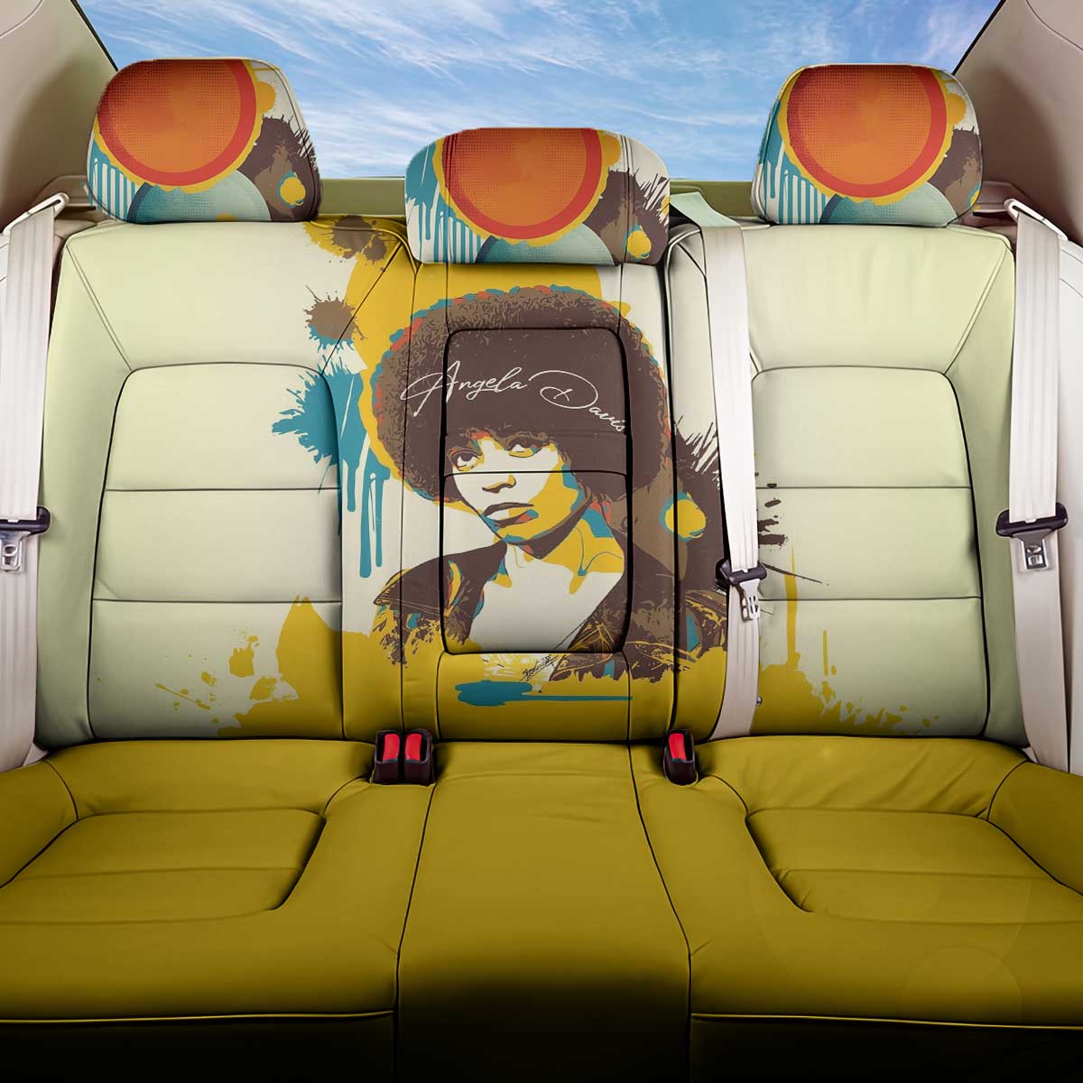 Angela Davis Back Car Seat Cover Bold Pop Art Style Freedom Is a Constant Struggle Quote Civil Rights Activist - Wonder Print Shop