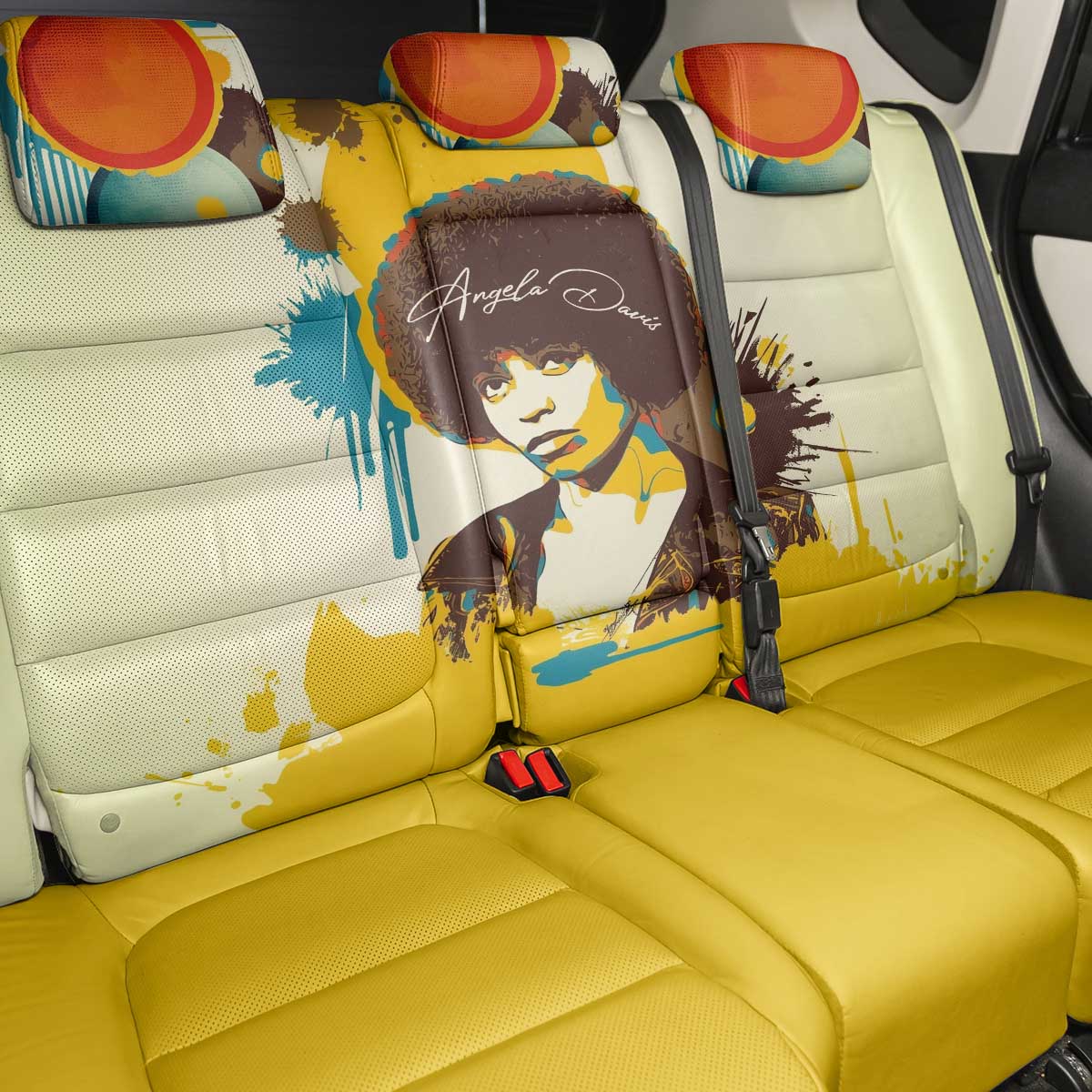 Angela Davis Back Car Seat Cover Bold Pop Art Style Freedom Is a Constant Struggle Quote Civil Rights Activist - Wonder Print Shop