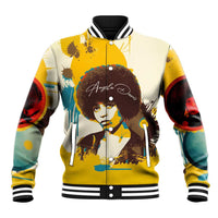 Angela Davis Baseball Jacket Bold Pop Art Style Freedom Is a Constant Struggle Quote Civil Rights Activist - Wonder Print Shop