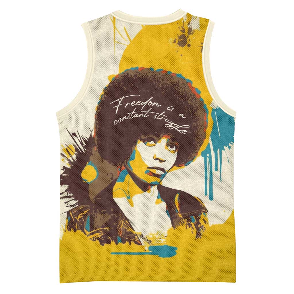 Angela Davis Basketball Jersey Bold Pop Art Style Freedom Is a Constant Struggle Quote Civil Rights Activist - Wonder Print Shop