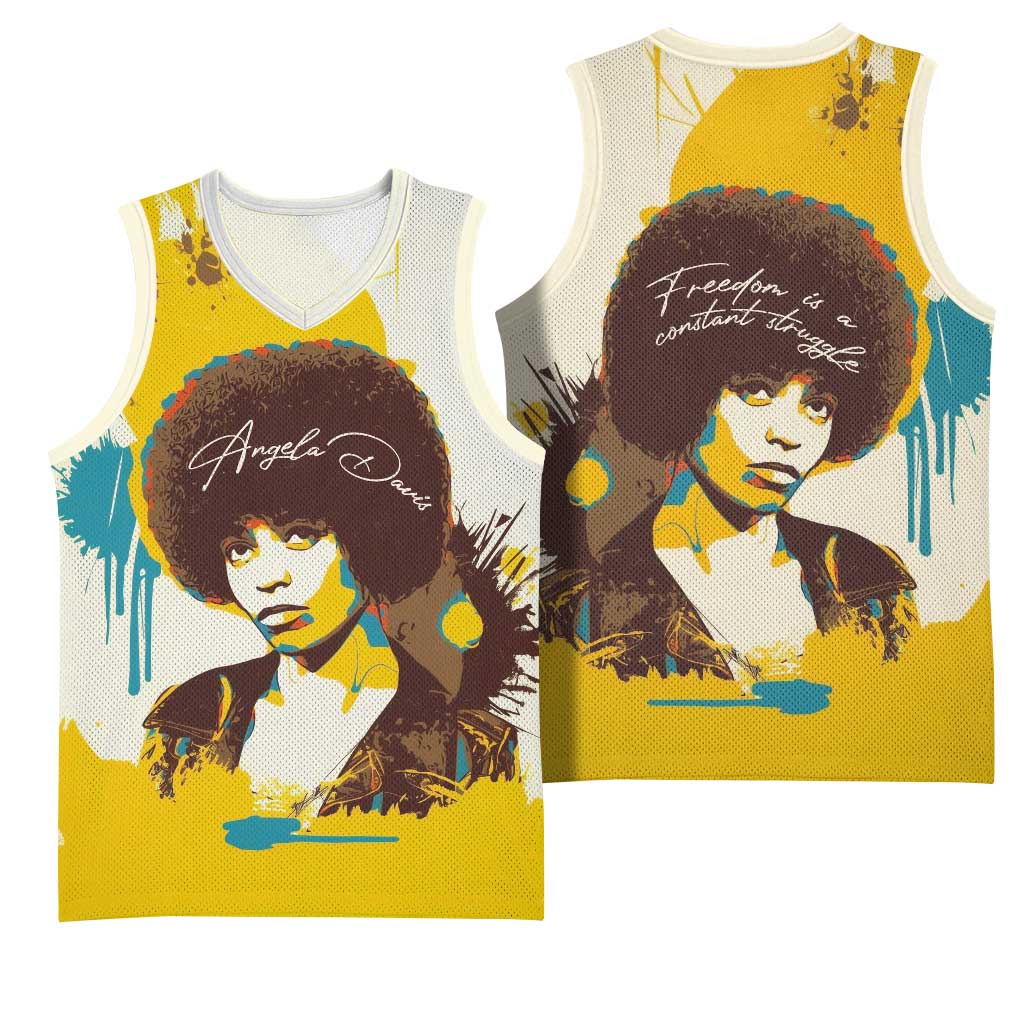 Angela Davis Basketball Jersey Bold Pop Art Style Freedom Is a Constant Struggle Quote Civil Rights Activist - Wonder Print Shop