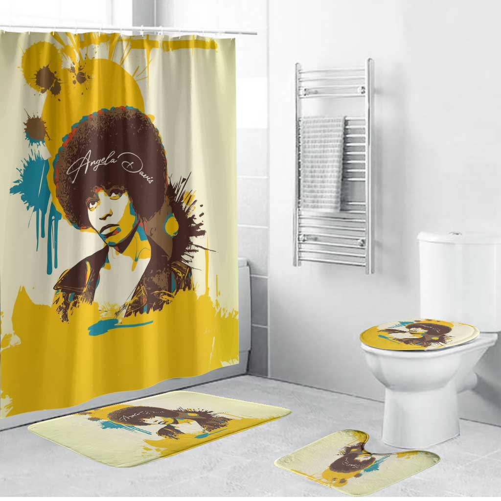 Angela Davis Bathroom Set Bold Pop Art Style Freedom Is a Constant Struggle Quote Civil Rights Activist - Wonder Print Shop