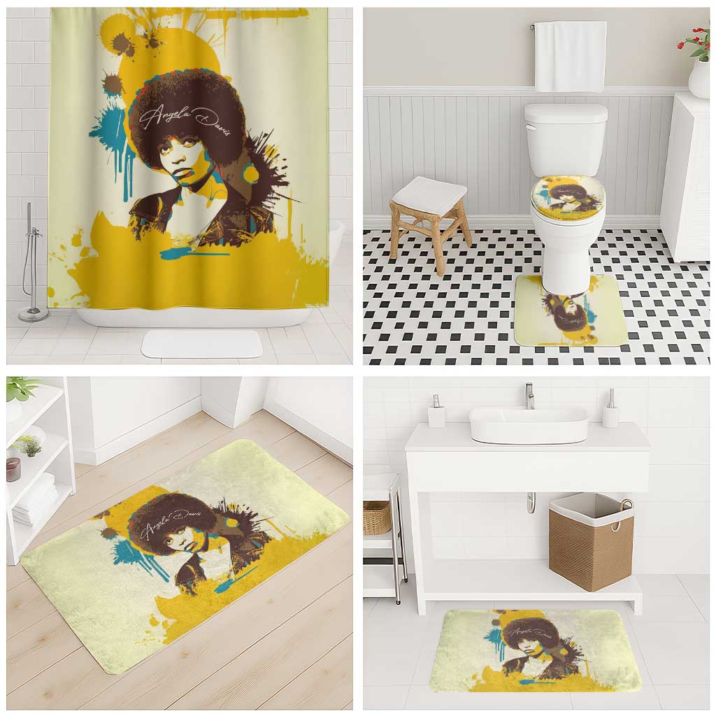 Angela Davis Bathroom Set Bold Pop Art Style Freedom Is a Constant Struggle Quote Civil Rights Activist - Wonder Print Shop