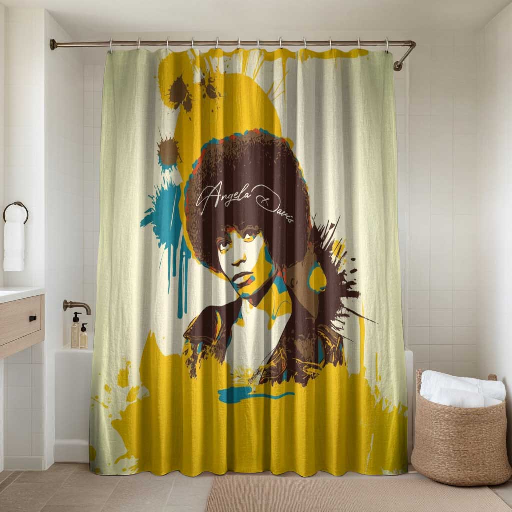 Angela Davis Bathroom Set Bold Pop Art Style Freedom Is a Constant Struggle Quote Civil Rights Activist - Wonder Print Shop