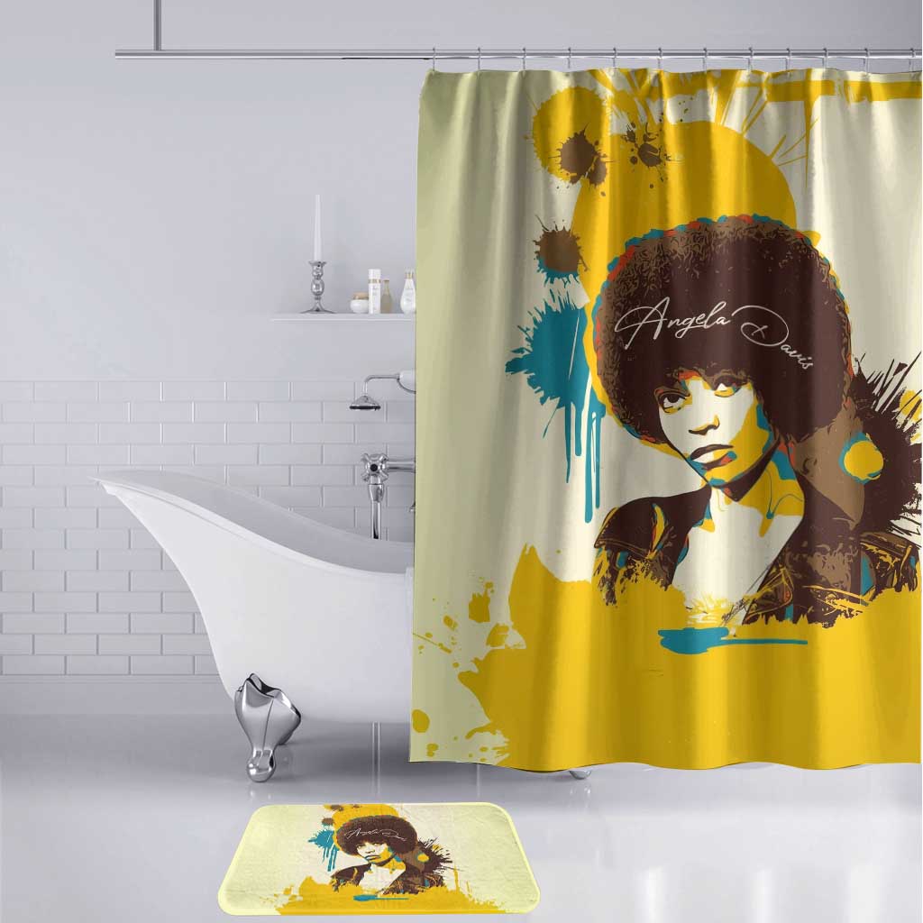 Angela Davis Bathroom Set Bold Pop Art Style Freedom Is a Constant Struggle Quote Civil Rights Activist - Wonder Print Shop