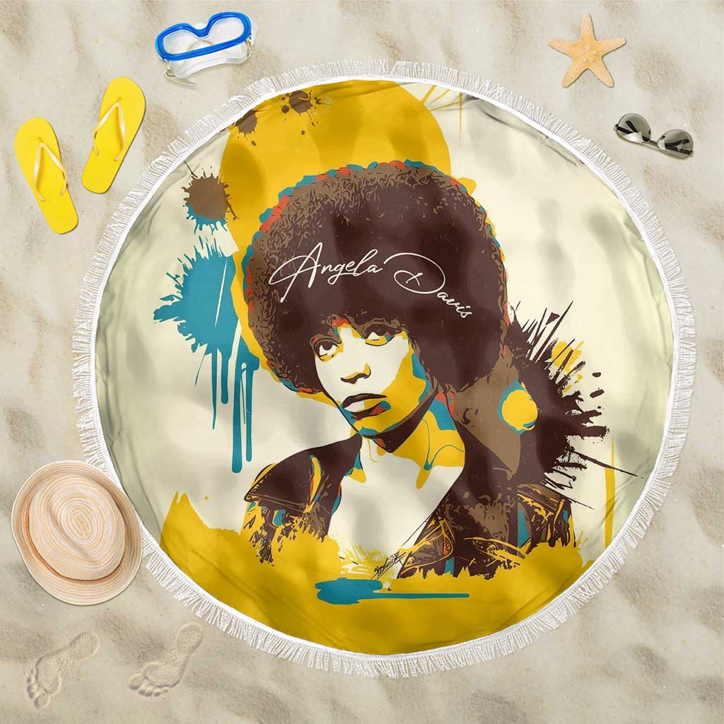 Angela Davis Beach Blanket Bold Pop Art Style Freedom Is a Constant Struggle Quote Civil Rights Activist - Wonder Print Shop