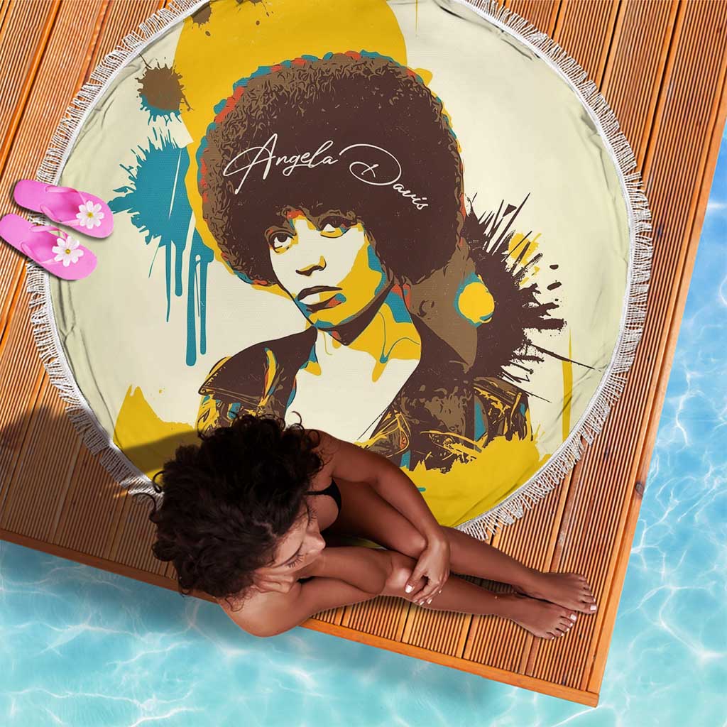 Angela Davis Beach Blanket Bold Pop Art Style Freedom Is a Constant Struggle Quote Civil Rights Activist - Wonder Print Shop