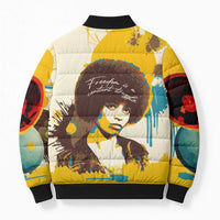 Angela Davis Bomber Puffer Jacket Bold Pop Art Style Freedom Is a Constant Struggle Quote Civil Rights Activist - Wonder Print Shop