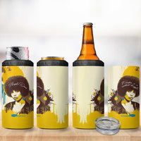 Angela Davis 4 in 1 Can Cooler Tumbler Bold Pop Art Style Freedom Is a Constant Struggle Quote Civil Rights Activist - Wonder Print Shop