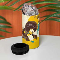 Angela Davis 4 in 1 Can Cooler Tumbler Bold Pop Art Style Freedom Is a Constant Struggle Quote Civil Rights Activist - Wonder Print Shop