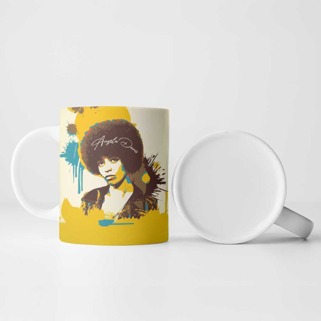 Angela Davis Ceramic Mug Bold Pop Art Style Freedom Is a Constant Struggle Quote Civil Rights Activist - Wonder Print Shop