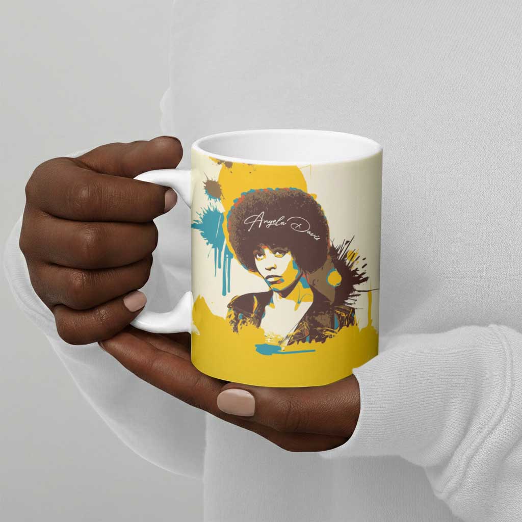 Angela Davis Ceramic Mug Bold Pop Art Style Freedom Is a Constant Struggle Quote Civil Rights Activist - Wonder Print Shop