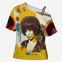 Angela Davis Cross Shoulder Shirt Bold Pop Art Style Freedom Is a Constant Struggle Quote Civil Rights Activist - Wonder Print Shop