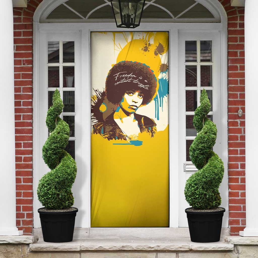 Angela Davis Door Cover Bold Pop Art Style Freedom Is a Constant Struggle Quote Civil Rights Activist - Wonder Print Shop