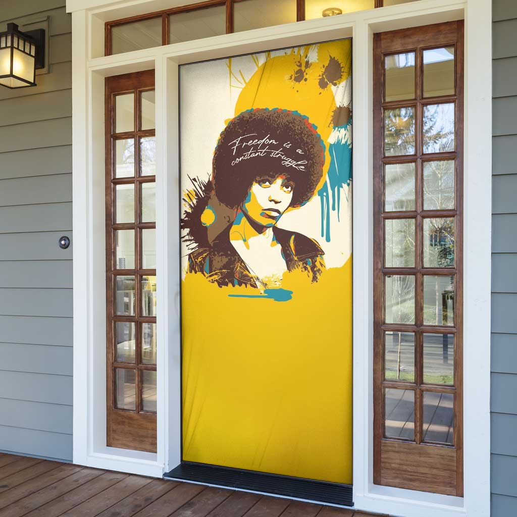 Angela Davis Door Cover Bold Pop Art Style Freedom Is a Constant Struggle Quote Civil Rights Activist - Wonder Print Shop