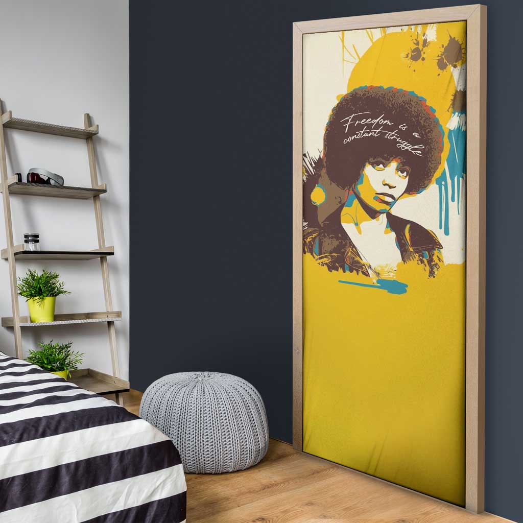 Angela Davis Door Cover Bold Pop Art Style Freedom Is a Constant Struggle Quote Civil Rights Activist - Wonder Print Shop