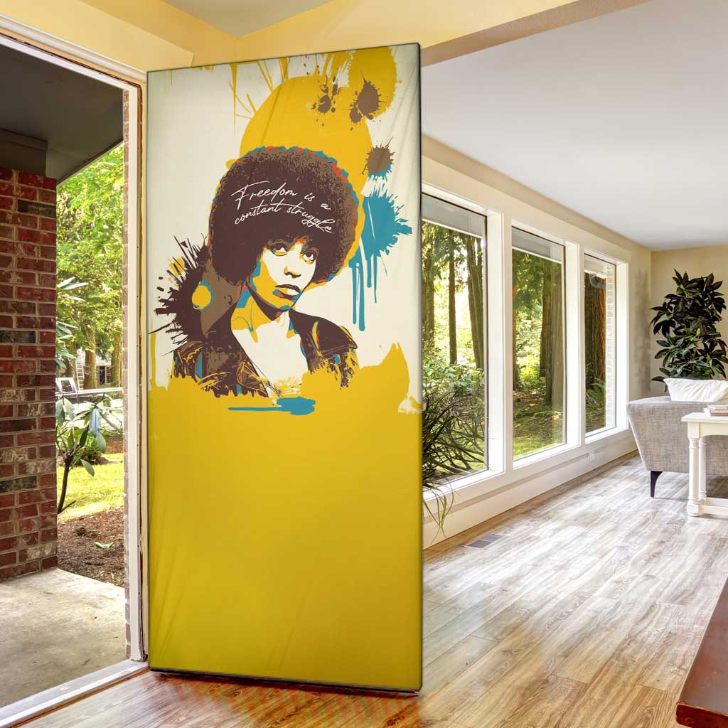 Angela Davis Door Cover Bold Pop Art Style Freedom Is a Constant Struggle Quote Civil Rights Activist - Wonder Print Shop